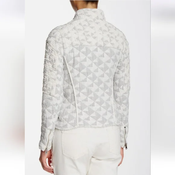 IRO Otavia Quilted Moto Jacket In Beige Multicolor Size French 36/US 4 - Picture 4 of 16